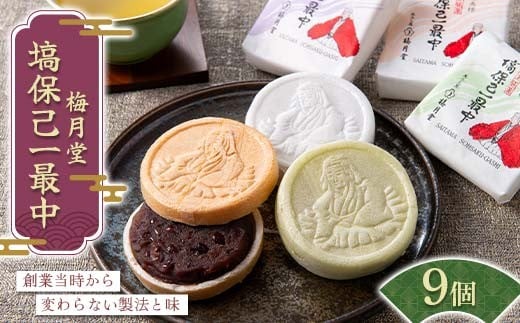 梅月堂 塙保己一 最中3種9個 化粧箱入り 和菓子 お菓子 菓子 最中 もなか モナカ 贈答 贈り物 プレゼント ギフト 家庭 自宅 埼玉県 本庄市 F5K-585