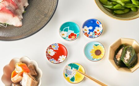 【九谷焼】姫皿（はしおき）四季の花 5枚セット 箸置き 打田平太郎商店