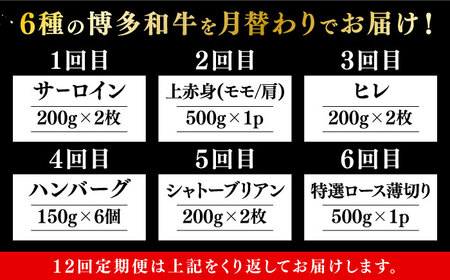 【全12回定期便】博多和牛 贅沢 食べ比べ 2人前( ステーキ すき焼き しゃぶしゃぶ ハンバーグ ) 《築上町》【久田精肉店】 肉 和牛 牛 精肉[ABCL155] 