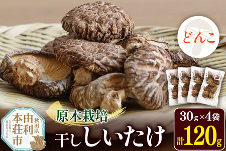 原木栽培 干ししいたけ【どんこ】30g×4袋