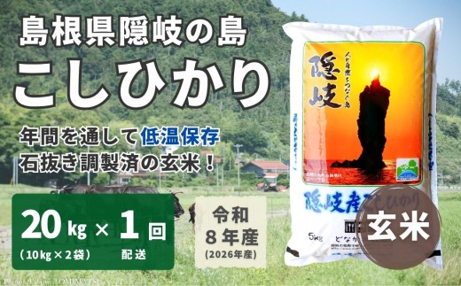 1706　【令和8年産】隠岐産 こしひかり 玄米 20kg（10kg×2袋）