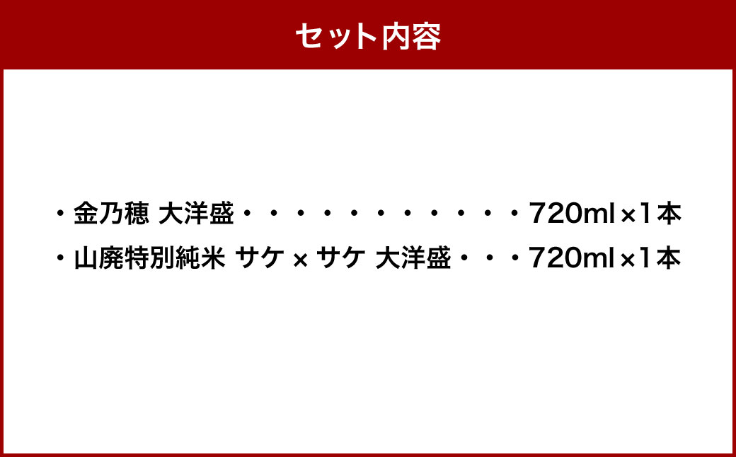 大洋盛 セット SK（720ml 飲み比べ 2本セット）1009003 大洋酒造 サケ×サケ大洋盛 金乃穂大洋盛 日本酒 お酒 酒