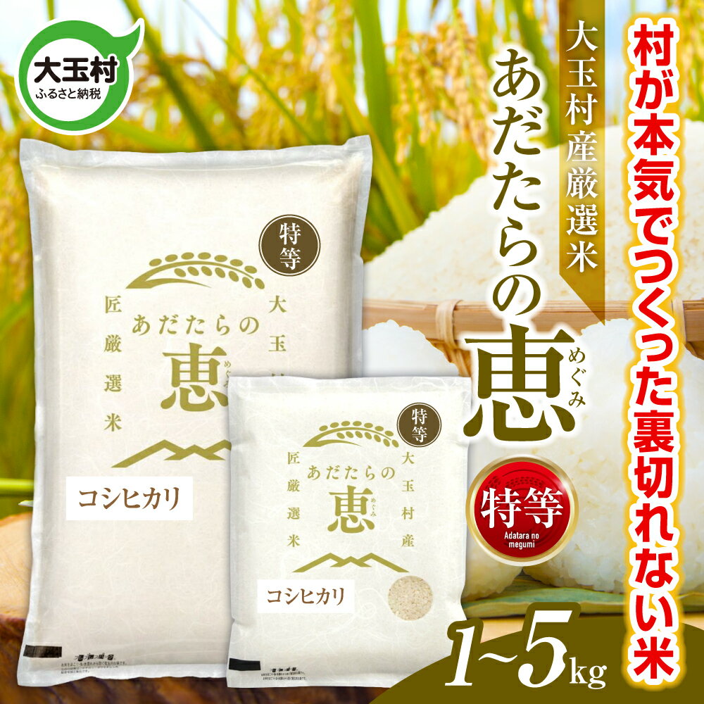 【ふるさと納税】 米 大玉村産厳選米「あだたらの恵」特等（品種：コシヒカリ） 1kg / 2kg / 3kg / 5kg 選べる容量 《 令和7年産 》｜ 福島 大玉村 お米 米作り こしひかり 令和7年 精米 白米 こめ コメ ご飯 送料無料 大玉村農業振興公社 ｜ on-akt-r7
