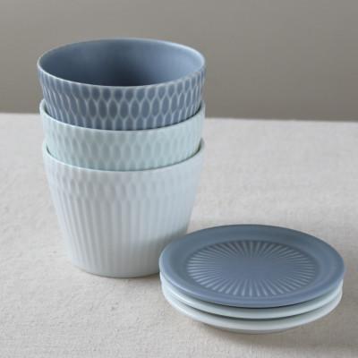 ふるさと納税 瑞浪市 美濃焼 さざなみ 【3色】8.5猪口カップ&小皿SET 200cc |  | 01