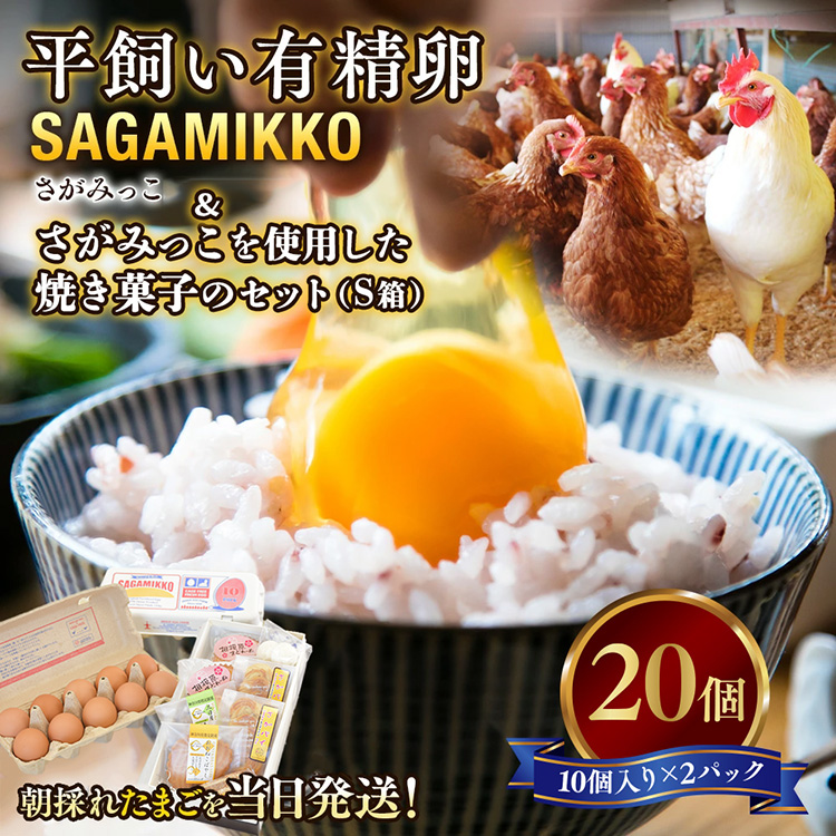 平飼い有精卵さがみっこ20個 と さがみっこを使用した焼き菓子のセット（S箱）　※離島への配送不可
