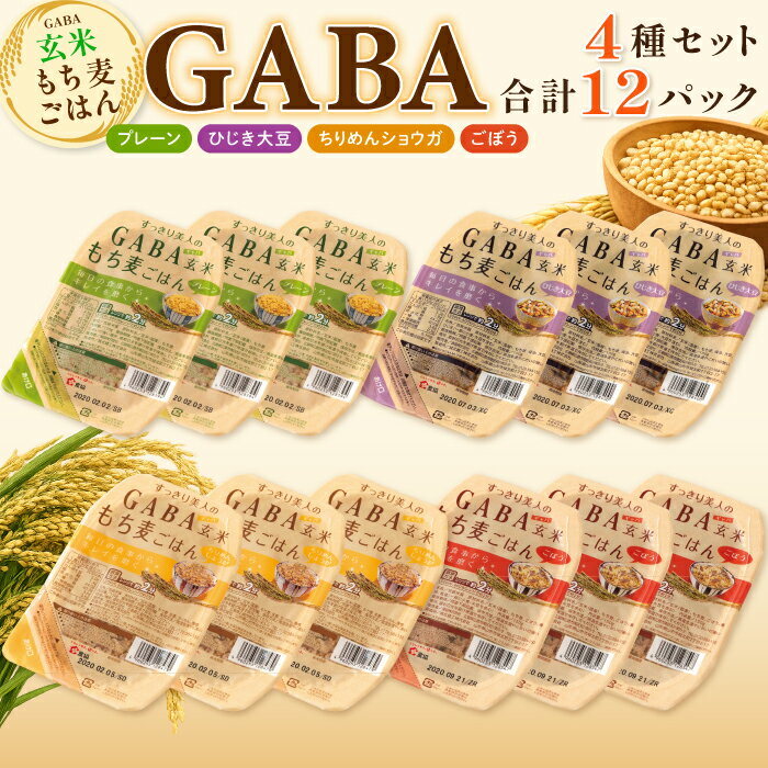 【ふるさと納税】GABA玄米もち麦ごはん4種セット（12パック） 玄米 GABA玄米 GABAライス もち麦 ごはん ライス 麦 大麦 雑穀 お米 こめセット 備蓄 非常食 スーパー食材 鳥取県 日吉津村　AS05