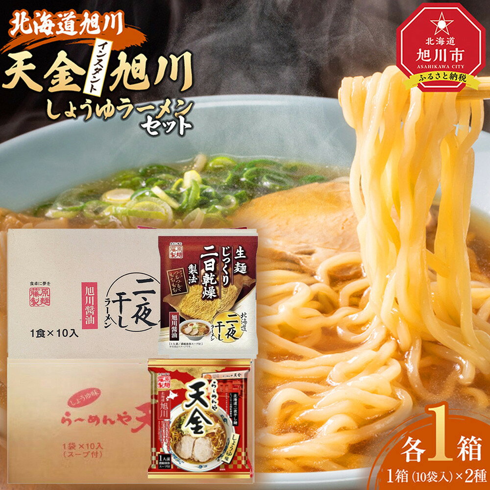 【ふるさと納税】藤原製麺 旭川製造 旭川醤油ラーメン 1箱(10袋入)/天金醤油ラーメン 1箱(10袋入)インスタント袋麺_02137