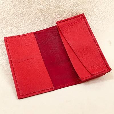 ふるさと納税 南箕輪村 【鹿革】ビジネスセット(ネームホルダー&名刺入れ)赤 |  | 01