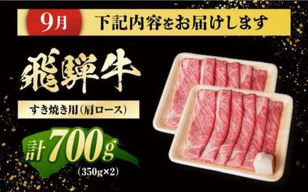 【4回定期便】 特選 飛騨牛 肩ロース リブロースステーキ 総計2.6kg しゃぶしゃぶ 焼肉 すき焼き / 牛肉 飛騨牛 和牛 / 白川町 / 浅井商店[AWBJ011]