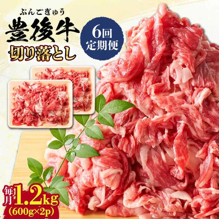 【全6回定期便】【大容量パック！】 おおいた豊後牛 牛肉 切り落とし 1.2kg (600g×2) 牛肉切り落とし 豊後牛[AREI048]