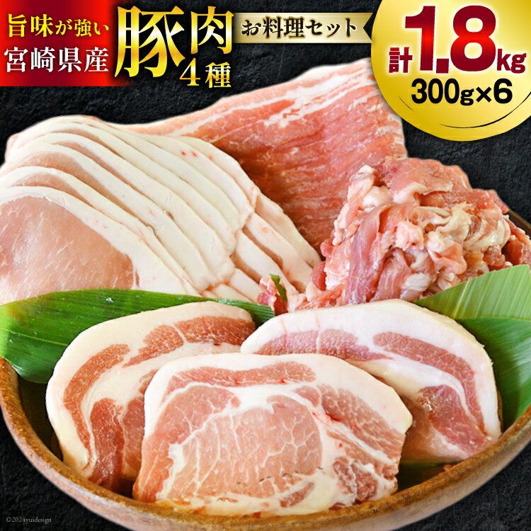 【ふるさと納税】豚肉 小分け 豚 切り落とし バラ スライス ロース 生姜焼き用 とんかつ用 合計1.8kg [甲斐精肉店 宮崎県 美郷町 31as0042-NEW] お料理セット 肉 冷凍 宮崎県産 ウデ 腕 切落し 薄切り うす切り 真空包装 詰め合わせ