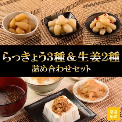 ふるさと納税 三股町 純国産らっきょう3種としょうが2種詰め合わせ各2袋合計10袋【MI723】