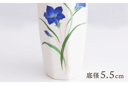 【美濃焼】 花瓶 花立 花柄八角 5寸 『ききょう』 多治見市/佐々木陶器 花器 生け花 花 柄 インテリア おしゃれ 上品 花瓶 花びん 手作り ギフト プレゼント 贈答 贈り物 送料無料 [TAJ