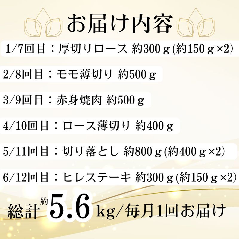 【G01004 】　＜定期便・全12回(連続)＞鹿児島黒牛定期便・堪能セット(全6種・合計5.6kg) _イメージ5