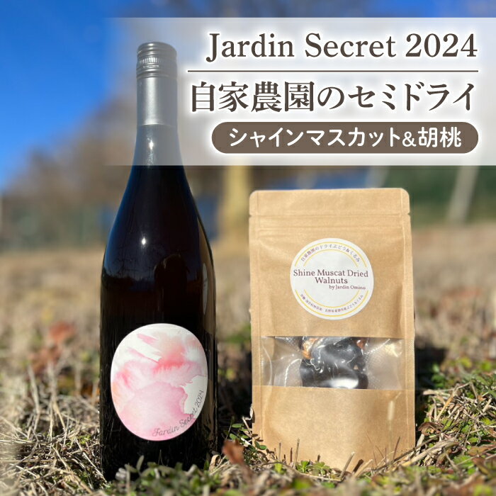 【ふるさと納税】ロゼワインとおつまみセット【Jardon Omino】 Jardin Secret 2024と自家農園のセミドライシャインマスカット＆剥き胡桃