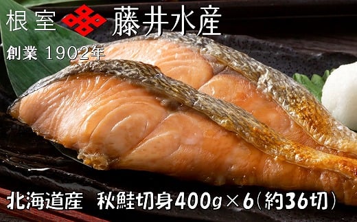 A-42129 ＜鮭匠ふじい＞天然鮭切身(甘塩)400g(約6切)×6P