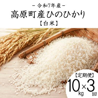 ふるさと納税 高原町 【令和7年産 新米】宮崎県高原町産ひのひかり白米定期便10kg×3回(計30kg) TF857