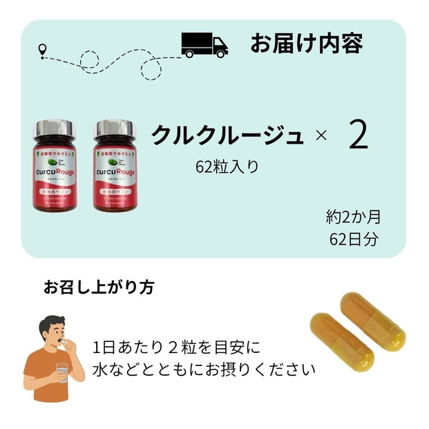 高吸収型クルクミン　クルクルージュ62粒入り2本