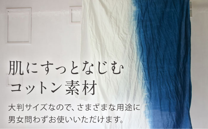 草木染め コットンショール 【藍染めグラデーション】　/ 大判 ショール ストール 草木染め 綿 綿100 ファッション 小物 レディース メンズ ギフト 贈答 プレゼント / 大村市 / ISTIS