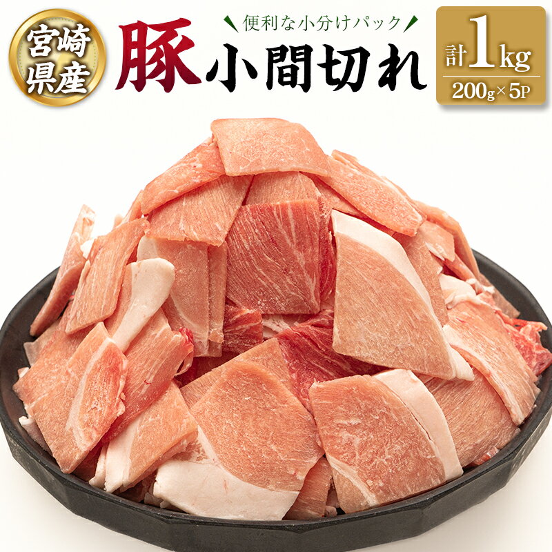 【ふるさと納税】宮崎県産 豚 小間切れ 便利な小分け 200g×5P 計1kg 人気 冷凍 国産