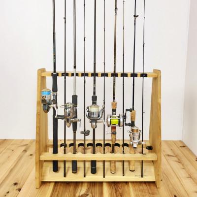 ふるさと納税 横手市 ロッドスタンド両面19本掛け+リールスタンド両面Mサイズ /本体:ライトブラウン　フェルト:ブラック |  | 03