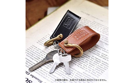 ビンテージオイルシュリンクレザーのキーホルダー　バンナイズ オイル シュリンク レザー  鍵 キー ファッション小物 ファッション  ビンテージブラック