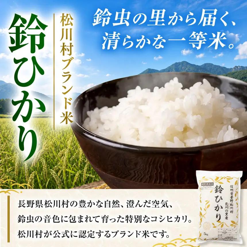 【令和8年産先行予約】【定期便6回】鈴音ひびく清らかな里で育ったお米 松川村ブランド米 鈴ひかり 特別栽培米 白米 5kg | 乳川の里