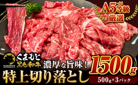 くまもと黒毛和牛 ウデ・モモ 特上 切り落とし 1500g (500g×3パック) 牛肉 冷凍 《7-14日以内に出荷予定(土日祝除く)》冷凍庫 個別 取分け 小分け 個包装 モモ スライス 肉 お肉 しゃぶしゃぶ すき焼き A5 A4｜ブランド牛肉 特産品牛肉 熊本県牛肉 大人気返礼品 人気牛肉 名産品牛肉