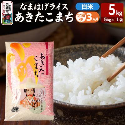 ふるさと納税 男鹿市 定期便3ヶ月『なまはげライス』あきたこまち 白米 5kg |23_ysu-310503