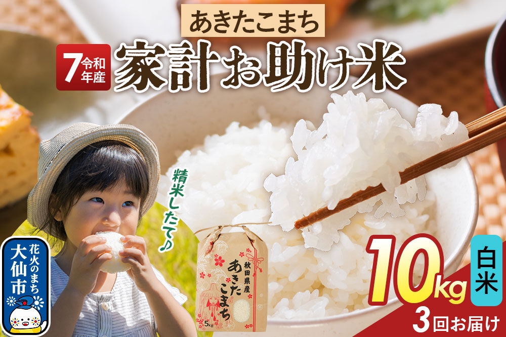 
                  《定期便3ヶ月》【白米】家計お助け米 あきたこまち 10kg（5kg×2） 秋田県産 令和7年産  こまちライン 秋田県 大仙市産 [秋田 お米 米どころ あきたこまち こまちライン]
                