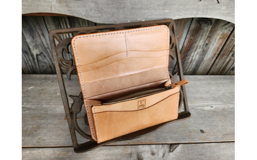 ロングウォレット　Slim(カットワーク)　【本革 牛革 財布 長財布  サイフ 手縫い 雑貨 おしゃれ オリジナル レザー職人 手縫い フウネレザーファクトリー】 [BFAJ124]