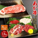 【ふるさと納税】【レビューキャンペーン実施中】【定期便6か月】あか牛サーロイン肉 1kg ( 5枚～6枚 ) 馬刺し 300g 1.3kg×6回 合計7.8kg 食べ比べセット あか牛 和牛 牛 サーロイン 牛肉 肉 ステーキ 馬刺し 馬刺 馬 刺し身 赤身 霜降り たてがみ 国産 熊本県 送料無料