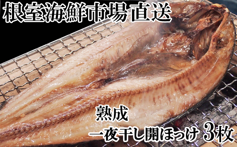 ＜12月10日決済分まで年内配送＞根室海鮮市場＜直送＞開きほっけ一夜干し3枚 G-28005