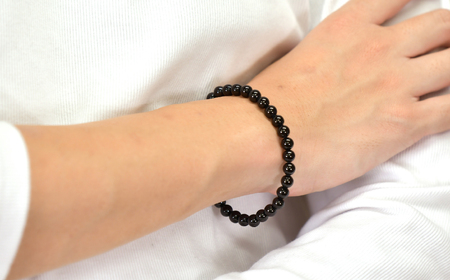 ブラックトルマリン ラウンド6.5mm 数珠ブレスレット 1本 Brc-11 244-011