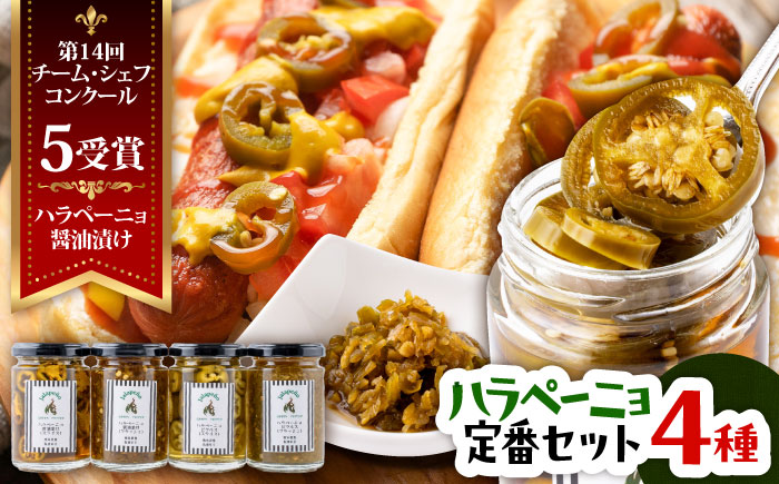 【先行予約】【2026年6月下旬順次発送開始】ハラペーニョ 定番セット 4種 / はらぺーにょ 醤油漬け ハラペーニョ ピクルス 唐辛子 調味料 4種 セット 菊陽町 熊本県 調味料セット【こびらオリーブ園】 [BHBL005]