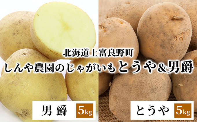 【北海道上富良野町産】しんや農園のじゃがいも「とうや5kg & 男爵5kg」 計10kg