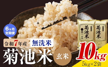 【6ヶ月定期便】熊本県産 菊池米 玄米 無洗米 10kg 1袋5kg 米 お米 令和7年産 九州産 熊本県産 送料無料《お申込み翌月に出荷予定》玄米 米