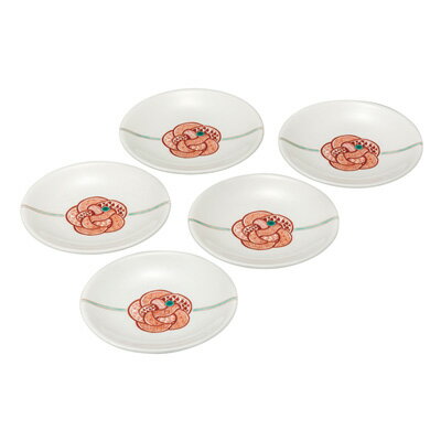 【ふるさと納税】九谷焼　4号皿揃　赤絵水引文 （5枚セット）a01 食器 キッチン雑貨 キッチンアイテム 雑貨 小物 お皿 丸皿 食卓 テーブルコーディネート 普段使い 贈り物