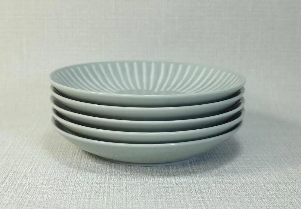 【波佐見焼】15.5ｃｍの皿５枚組  花ふわりグレー 【西海陶器】 ５　10136｜波佐見焼 陶器