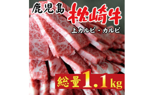 
            鹿児島 枕崎牛 上カルビ+カルビ 合計 1.1kg 焼肉 和牛 C7-10【1166692】
          