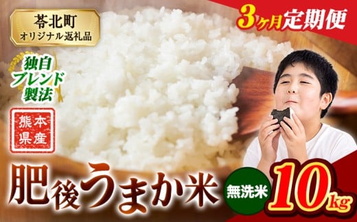【3か月定期便】米 無洗米 熊本県産 肥後うまか米 10kg(5kg×2袋) 無洗米  精米 こめ コメ お米 おこめ ブレンド米《申込月の翌月から出荷開始》熊本県産 コメ お米 おこめ