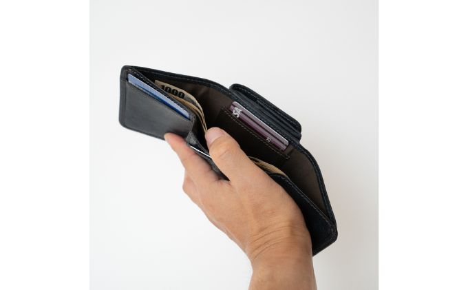 三つ折り財布 tino（ティノ）プエブロ ファッション小物 タンニン鞣し革 小銭入れ カード収納 プエブロレザー 経年変化 自然素材のみ ウォレット  ネイビー