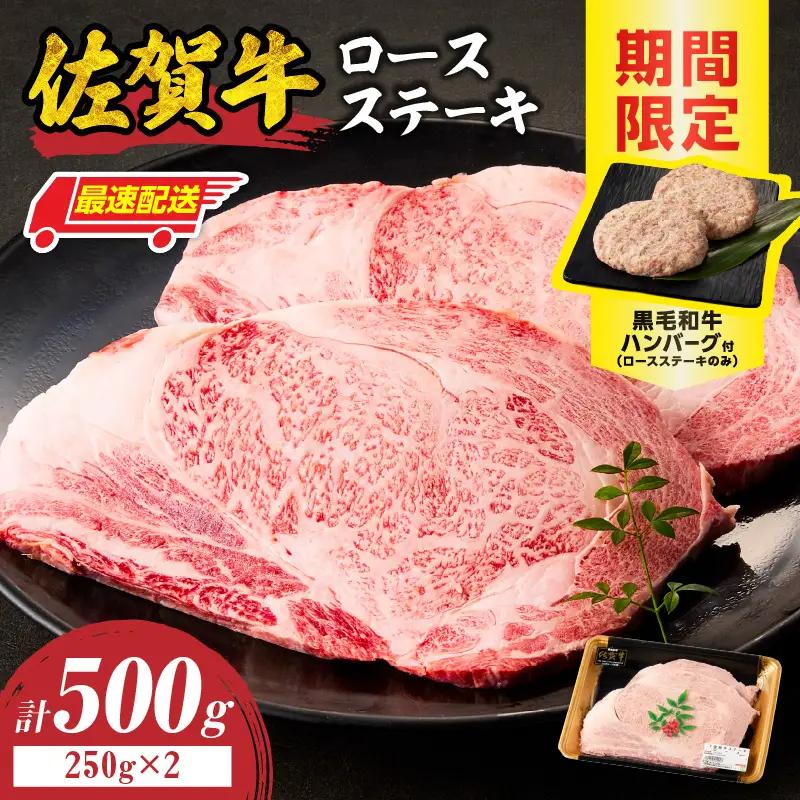 【最速配送】佐賀牛ロースステーキ 500g+ハンバーグ2個 ／ ステーキ【C113】