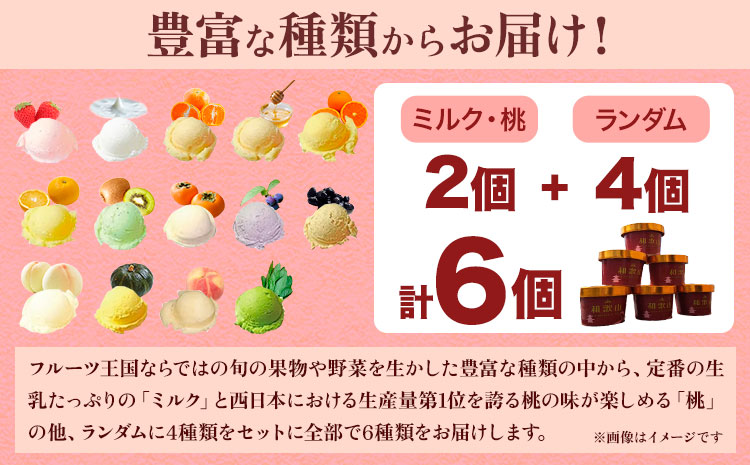 季節のジェラート 6種セット （ミルク・桃+ランダム4種）《30日以内に出荷予定(土日祝除く)》和歌山県 紀の川市 JA紀の里 紀の里農業協同組合 ジェラート アイス デザート カップアイス