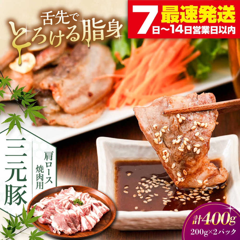 【ふるさと納税】三元豚 肩ロース 焼肉用 400g (200g×2P)《喜茂別町》【平田牧場】 肉 豚肉 ロース 焼肉 焼肉用 スライス 冷凍 冷凍配送 北海道 平田牧場 [AJAP132] 14000 14000円