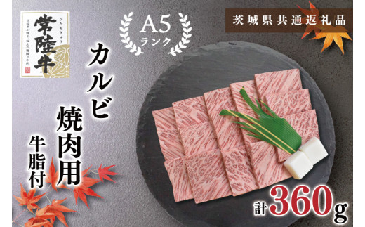 KCK-5【茨城県共通返礼品・茨城県産】【常陸牛A5ランク】カルビ焼肉用360g