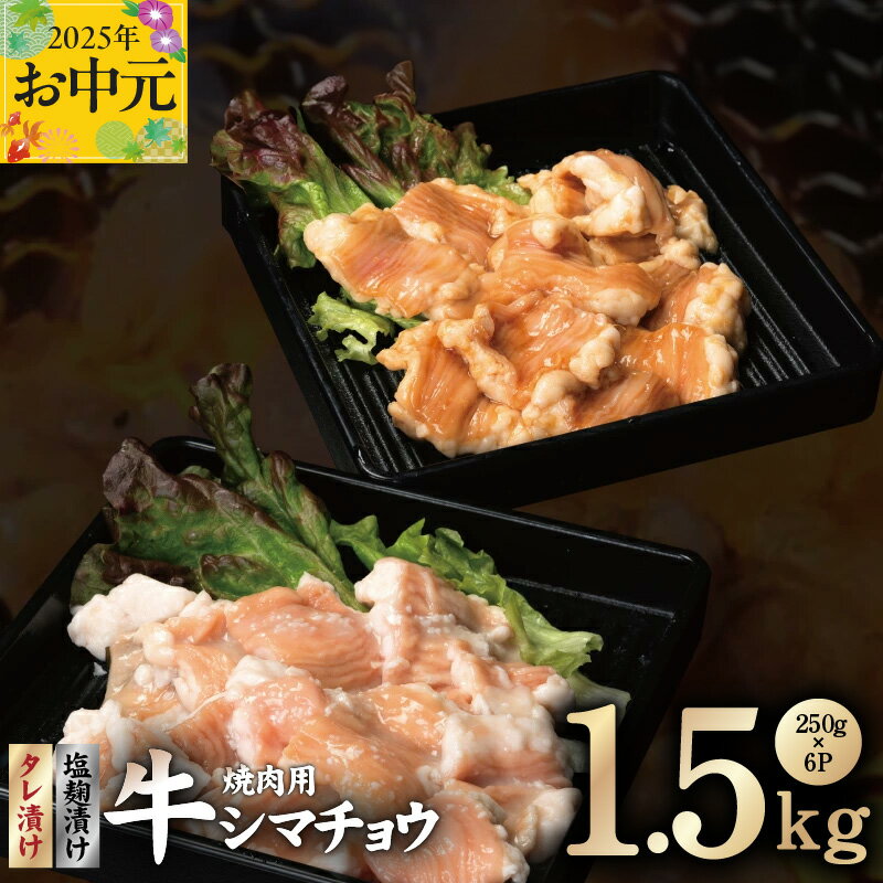 【ふるさと納税】牛シマチョウ 焼肉用 塩麹漬け タレ漬け 食べ比べ 合計 1.5kg シマチョウ 希少部位 味付け 小分け 食べきりサイズ 焼くだけ 簡単調理 ホームパーティ BBQ 煮込み おつまみ 牛肉 ホルモン 250g 6袋 大阪府 泉佐野市 お取り寄せ 送料無料 肉の泉佐野