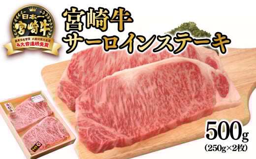 宮崎牛 サーロインステーキ500ｇ（250g×2枚） 内閣総理大臣賞４連続受賞 4等級以上<3-43>牛肉　ステーキ