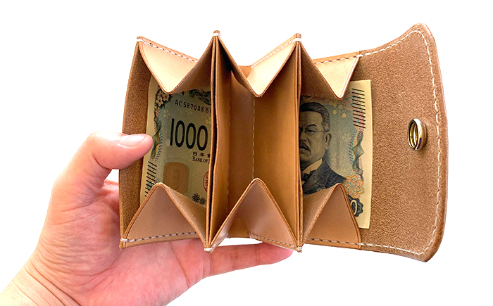 レザー製ショートウォレット 【ナチュラル】／ 財布 お財布 革製品 本革 4358