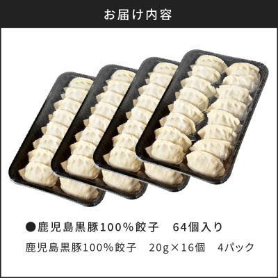 ふるさと納税 鹿児島市 【日本全国!ご当地冷凍食品大賞 2024-2025 優秀賞受賞!】鹿児島黒豚100%餃子 64個入り |  | 03